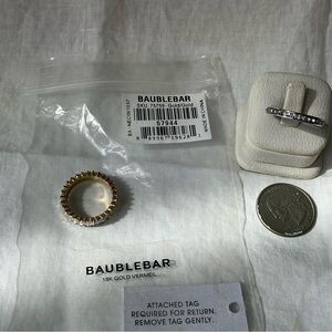 NWT BaubleBar Gold Baguette Crystal Band with a silver tone CZ band (C655)